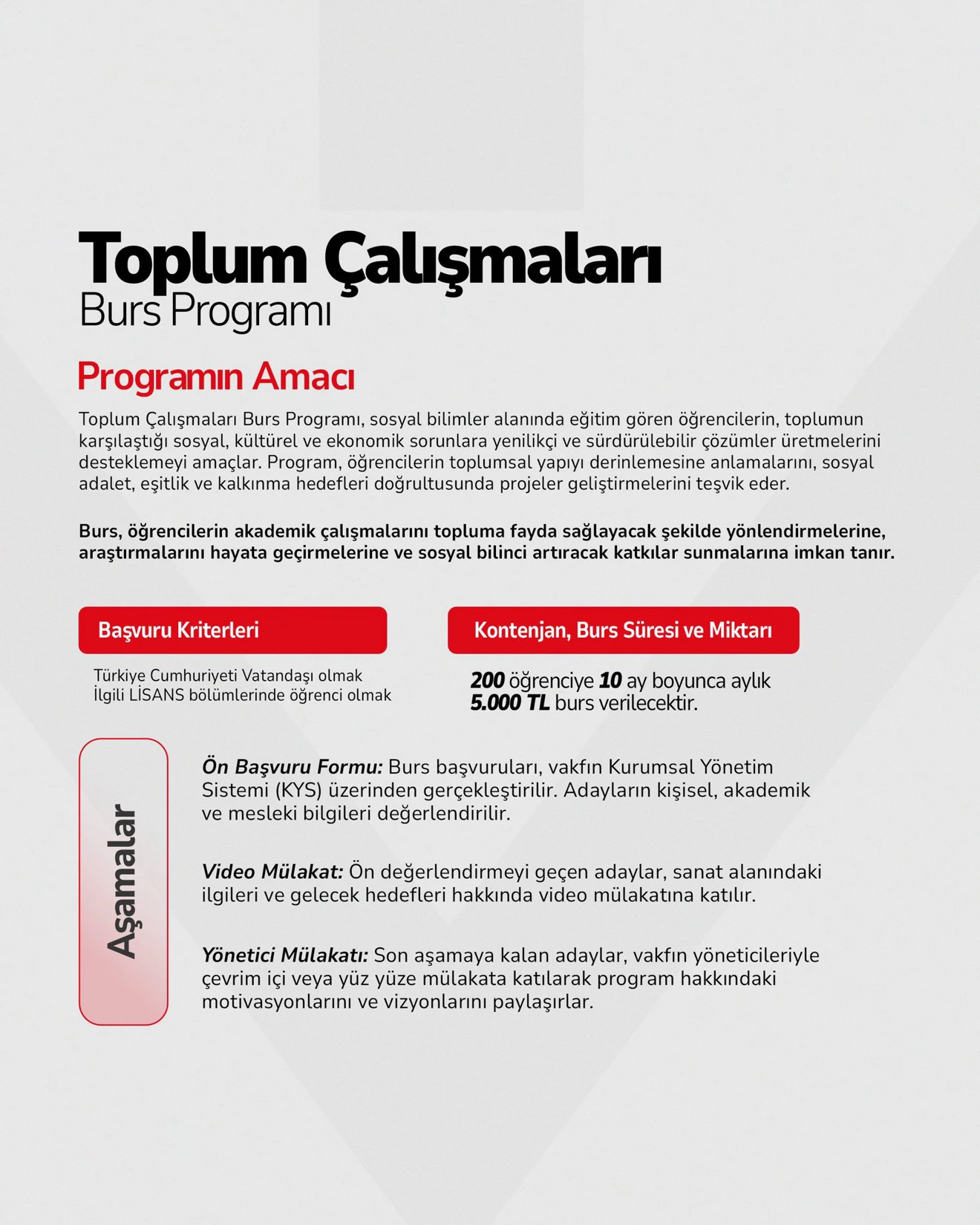 KÜLTÜR MEDENİYET VAKFI BURSU